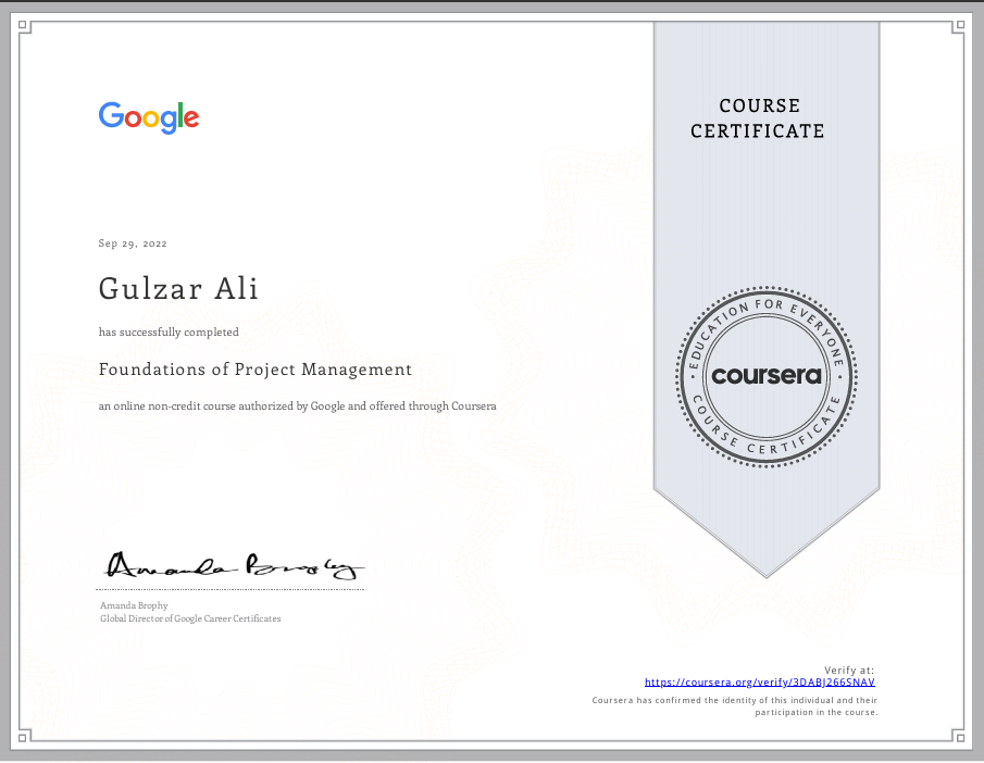 Google PM Certificate