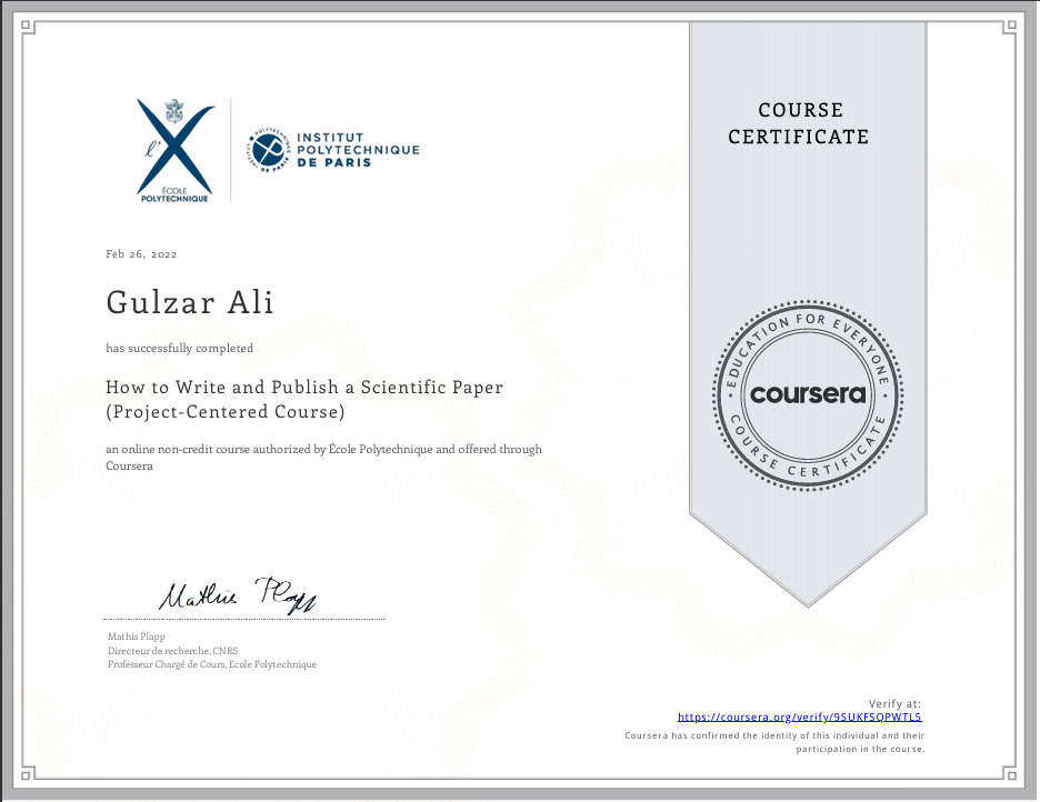 Scientific Writing Certificate